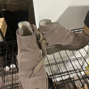 Fly London Peep Toe Suede Bootie